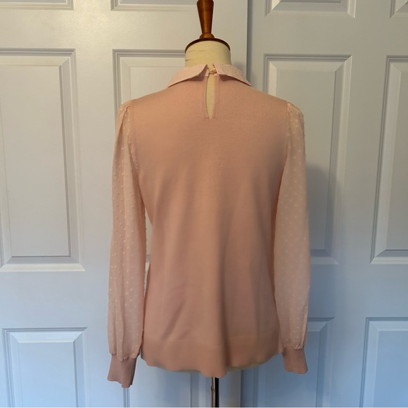 Adrianna Papell Blush Pink Swiss Dot Sheer Sweater NWOT - Picture 2 of 5